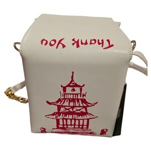 White and Red Novelty Chinese Food Takeout Crossbody Bag NWT